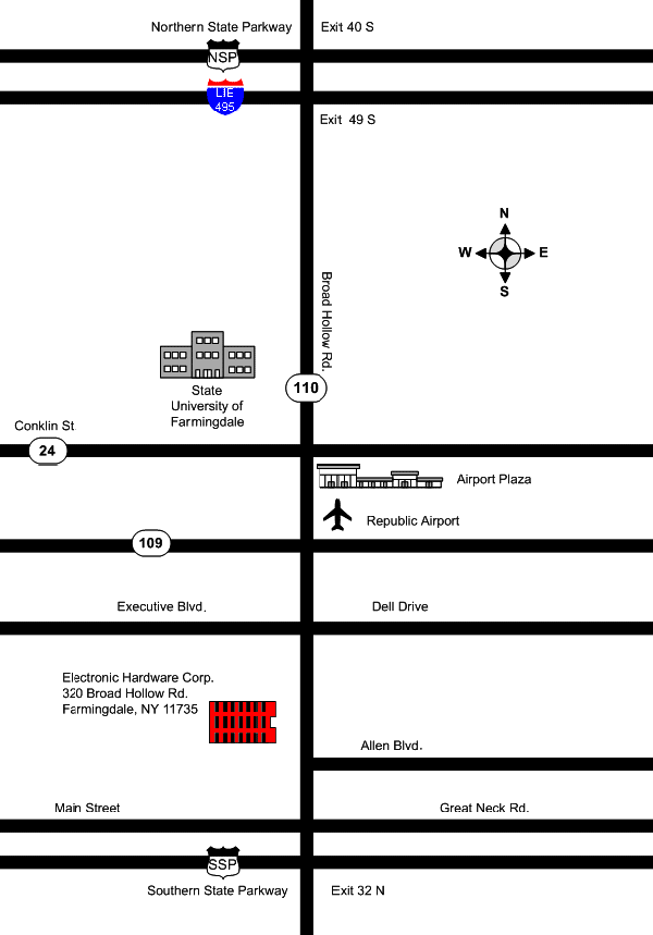 Simple Map to Electronic Hardware Corp (EHC)